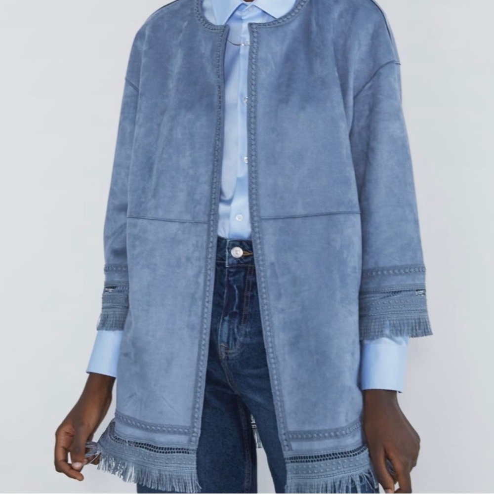 Zara Blue Women's Cape Jacket